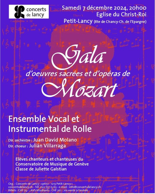 #concertslancyprog2024 #galamozart #ensemblevocaletinstrumentalderolle #jeuneschanteurslyriques #hemgenève #samedi #07.12.2024 #20:00 #eglisechristroi #petitlancy